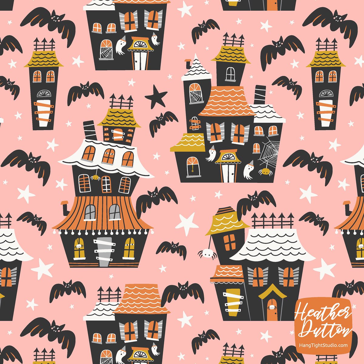 Haunted Mansions 👻🎃🏚️ The countdown to Halloween has begun! Woo Hoo!! 

#patterndesigner #patterndesign #surfacedesign #surfacepattern #artlicensing #halloweenfabric #Halloween2024