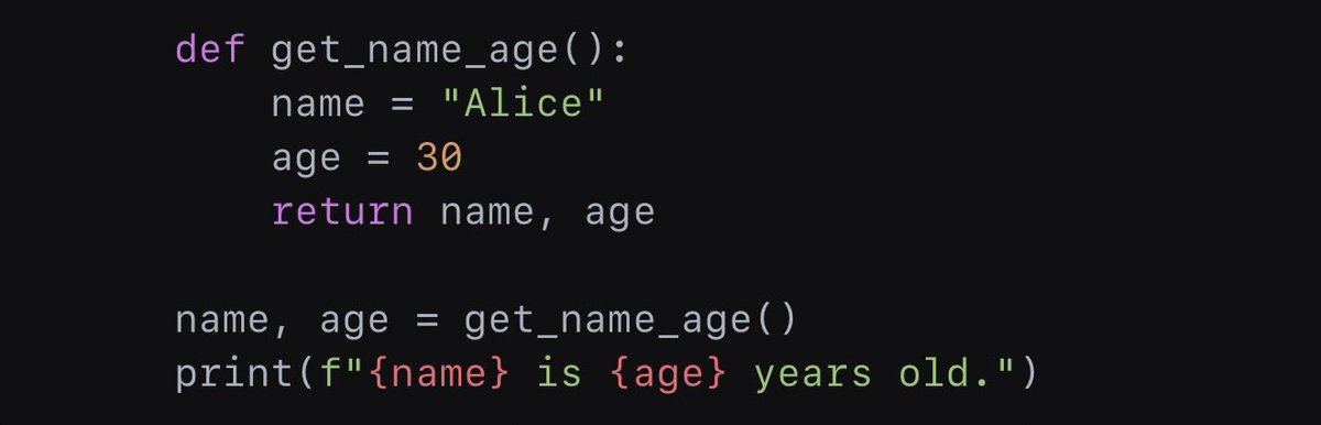 iv_orr's tweet image. Did you know? Python functions can return multiple values! Just separate them with commas. #python #LearningPython