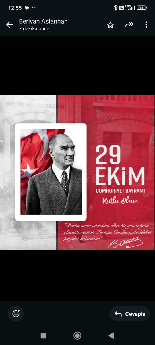 ' 29 Ekim Cumhuriyet Bayramımız Kutlu Olsun '