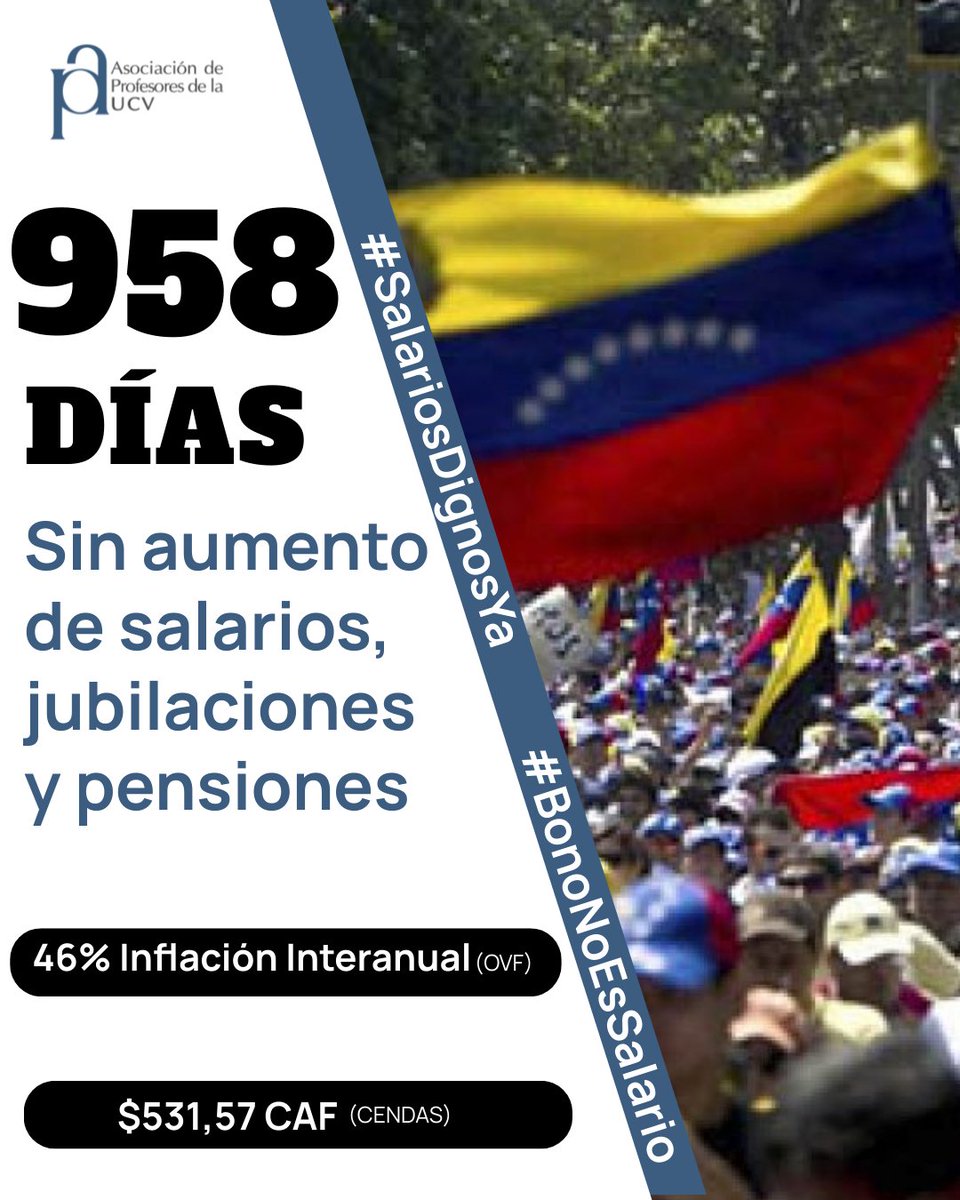 APUCV's tweet photo. #UCV #Profesores #Venezuela #SalariosDignosYa #BonoNoEsSalario https://t.co/arEenC3E9C