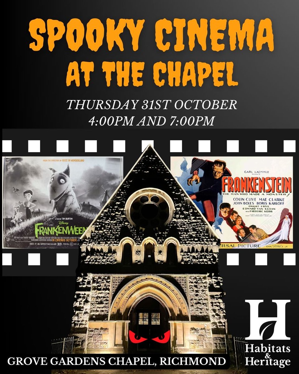 Join us for a Halloween movie night at the eerie Grove Gardens Chapel in '#Richmond! Two thrilling films await, with popcorn and a soft drink included! Book now! bit.ly/cinemachapel