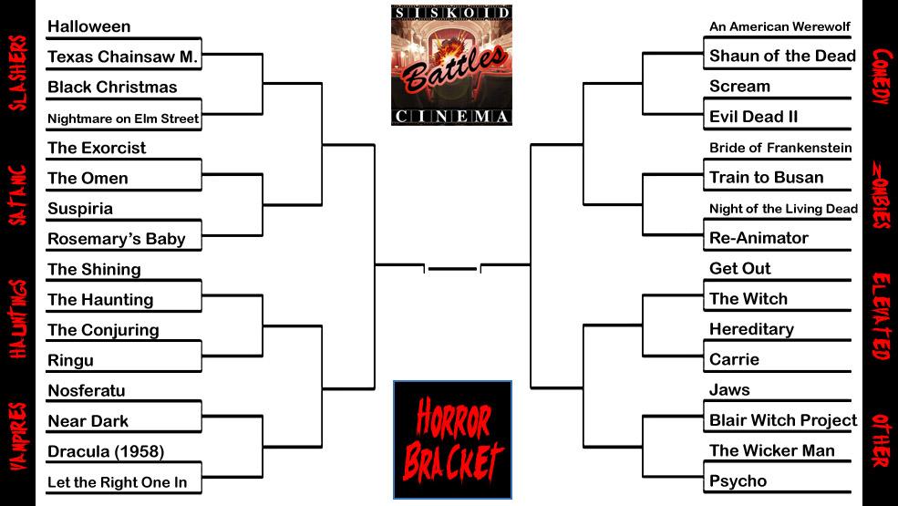 SBG/Siskoid Cinema Battles: The Horror Bracket 
siskoid.blogspot.com/2024/10/siskoi…
What is, in this moment, according to <a href="/siskoid/">Siskoid</a> and his guests, the best horror film of all time? 32 films enter, one film leaves!