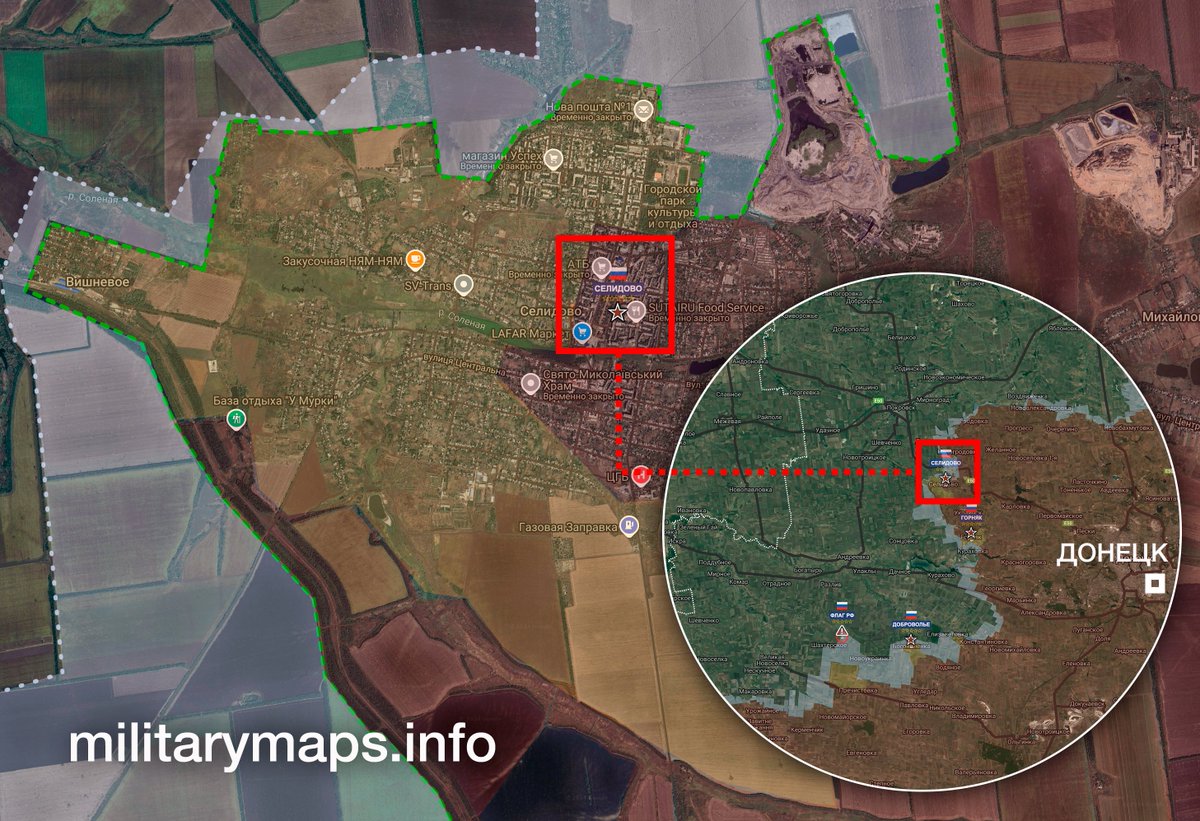 ❗️Селидово ★￼ Минобороны России официально подтвердило полное освобождение н.п. Селидово ⇢ t.me/mod_russia/450…

геолокация ￼ @militarymaps.info
📌 militaryMaps.info/mark/id774524
￼🌐 militaryMaps.info/?lat=48.146705…