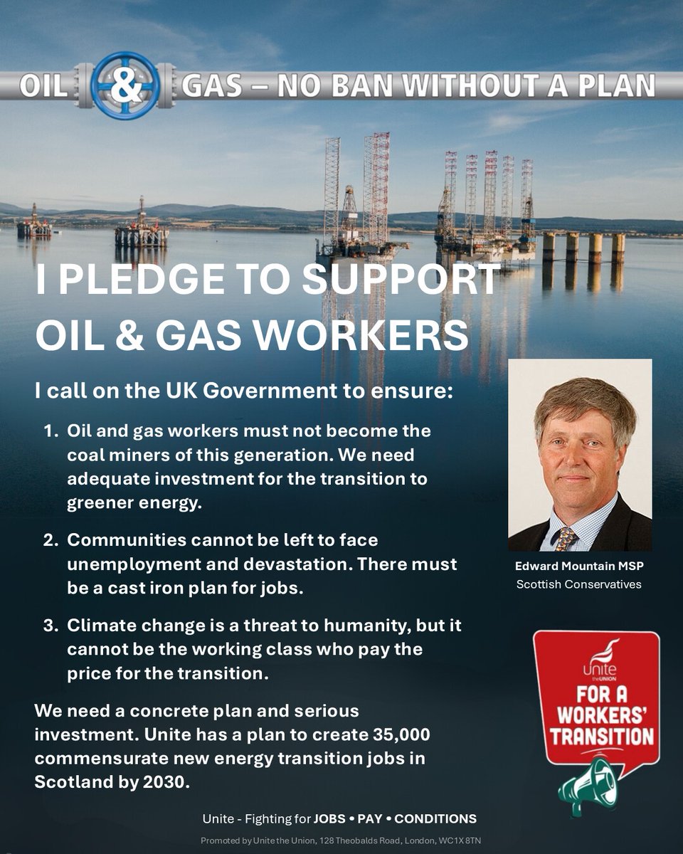 UniteEconomy's tweet photo. A third of MSPs have now signed our cross-party #NoBanWithoutAPledge calling on @UKLabour for a funded transition plan for oil and gas workers. 

Pressure is building on the Westminster government to deliver for the workers and communities that rely on Scotland's key industry. https://t.co/2WnZopc08u