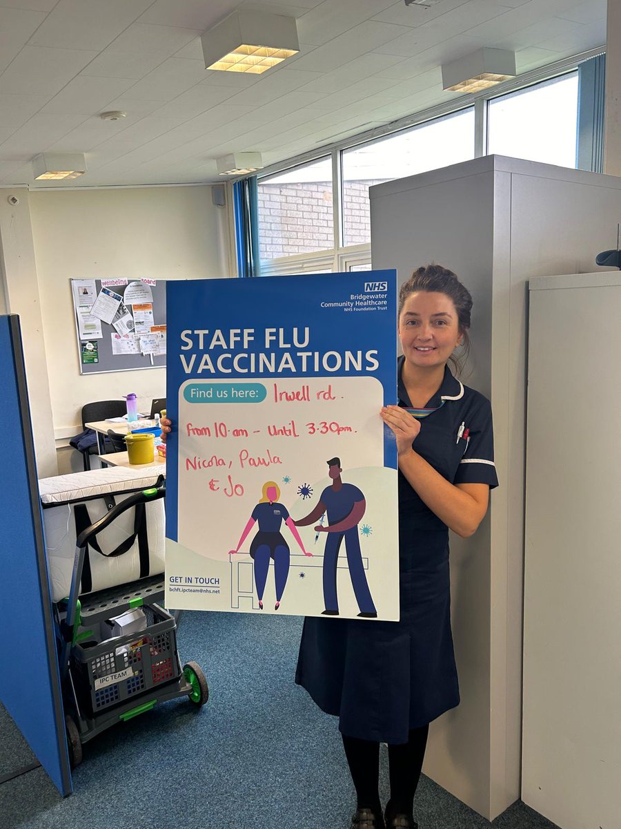 katsummers0101's tweet photo. @WeAreBCHFT staff can visit Irwell Road for #FluVaccines 💉 today until 3.30pm. #TeamBridgewater #IPC nurses are ready and waiting. #GetWinterStrong #WinterWellness #FluProtection @sarahvalo81 @suzeburton @Jillywallis1914 https://t.co/PYIa25lj7b