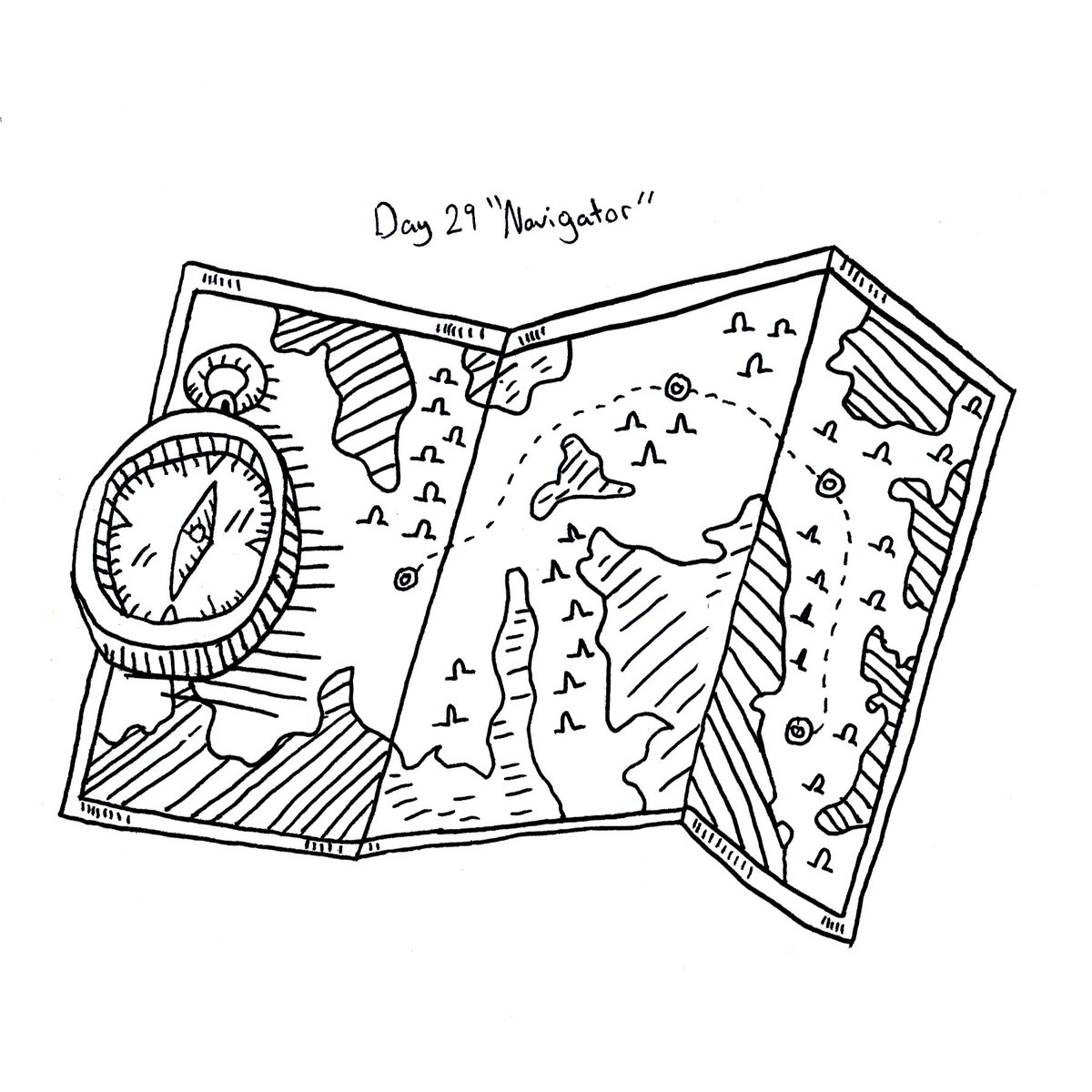 Mr_Brinks's tweet photo. Inktober 2024 - Day 29: "Navigator"
.
Phew, 2 more days to go, man I need a break, I'm exhausted. So for today's drawing I drew a pirate navigator, my son Dash drew a map and my other son Kylar drew a compass. https://t.co/ISSOHUYbwv