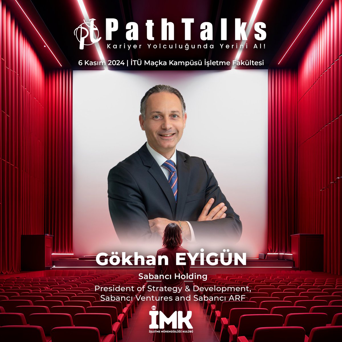 ituimk's tweet photo. Sabancı Holding President of Strategy & Development, Sabancı Ventures and Sabancı ARF Gökhan Eyigün PathTalks'ta bizlerle olacak.🎉
📍6 Kasım Çarşamba günü gerçekleşecek etkinliğimize katılmak için : https://t.co/6drEWLGqFW
#itü #ituimk #pathtalks https://t.co/2rEG11pZu9
