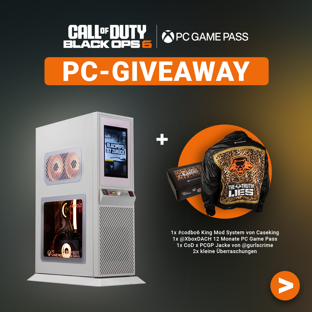Caseking (@caseking) on Twitter photo Zum Release von <a href="/CallofDutyDE/">Call of Duty Germany</a> Black Ops 6 im <a href="/XboxDACH/">Xbox DACH</a> PC Game Pass verlosen wir gemeinsam mit <a href="/CORSAIRDE/">CORSAIR Deutschland</a> und <a href="/AMD/">AMD</a> einen Sleeper-PC +12 Monate PC Game Pass. Nostalgie aus den 90ern im Hochleistungs-Duo mit aktueller Hardware. 🔥
🎁 gleam.io/DwOnt/call-of-… Zum Release von <a href="/CallofDutyDE/">Call of Duty Germany</a> Black Ops 6 im <a href="/XboxDACH/">Xbox DACH</a> PC Game Pass verlosen wir gemeinsam mit <a href="/CORSAIRDE/">CORSAIR Deutschland</a> und <a href="/AMD/">AMD</a> einen Sleeper-PC +12 Monate PC Game Pass. Nostalgie aus den 90ern im Hochleistungs-Duo mit aktueller Hardware. 🔥
🎁 gleam.io/DwOnt/call-of-…