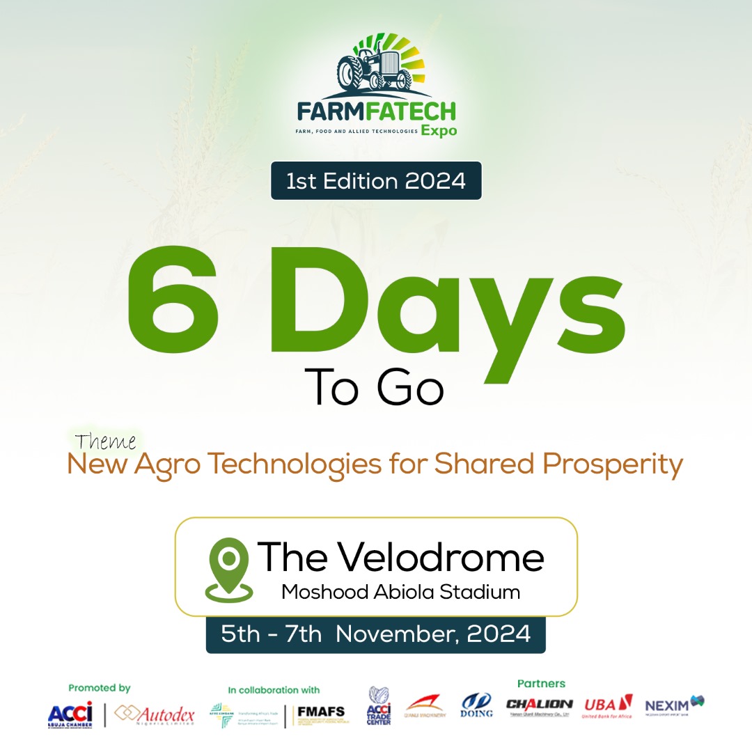 farmfatech's tweet image. 6 Days Left!

FarmFatech Expo 2024 is the place to discover cutting-edge products and services! From machinery to livestock solutions, we’re bringing you the best the industry has to offer—all in one place.

📅 Dates: November 5th-7th
📍 Venue: Velodrome Stadium, FCT, Abuja

See,…