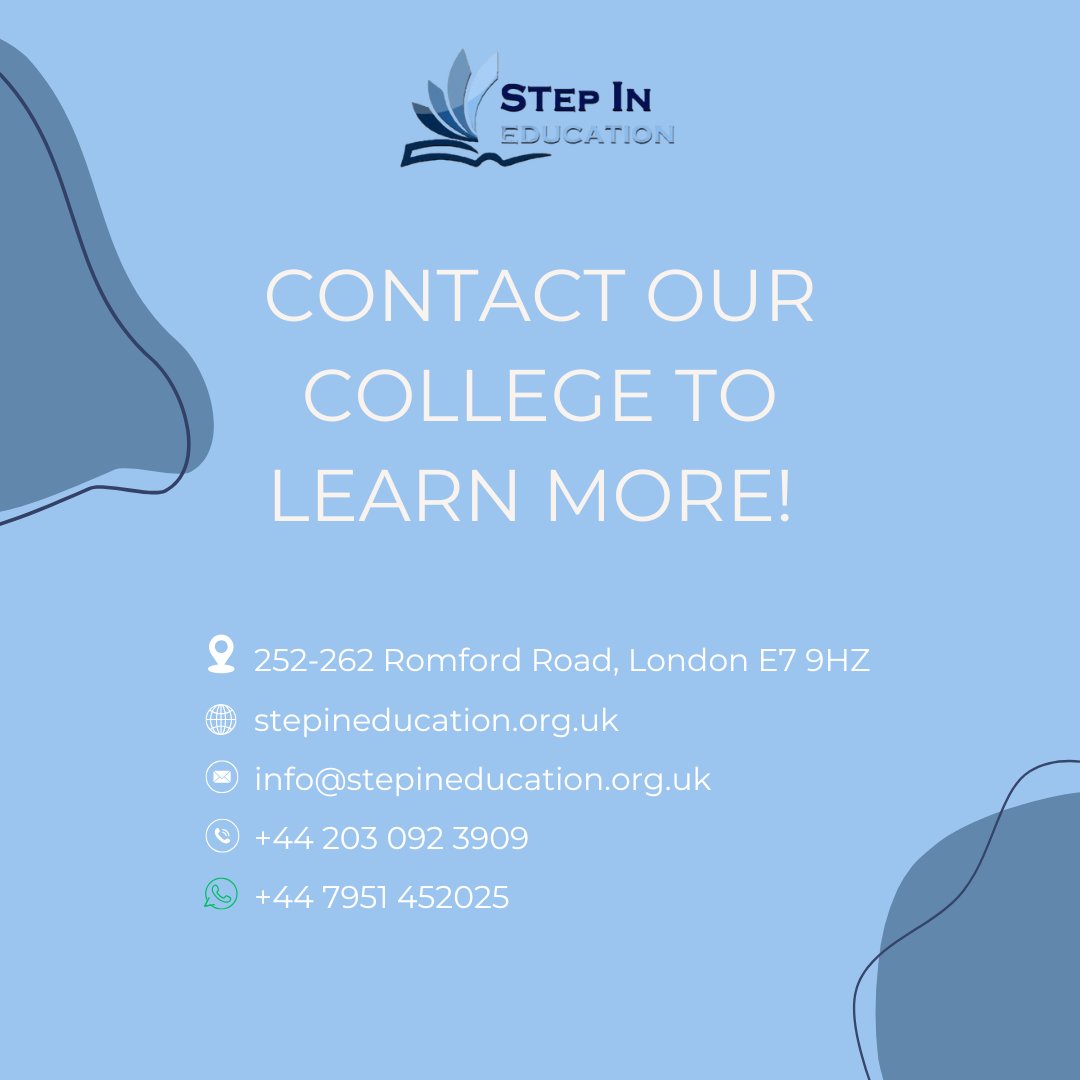 StepInEdulondon's tweet image. Welcome to Step In Education College! 🎓

We’re here to support all international students ready to start or continue their education journey with us! 

Check out the last slide for all our contact details!

#StepInEducation #InternationalStudents #StudyAbroad #EducationJourney