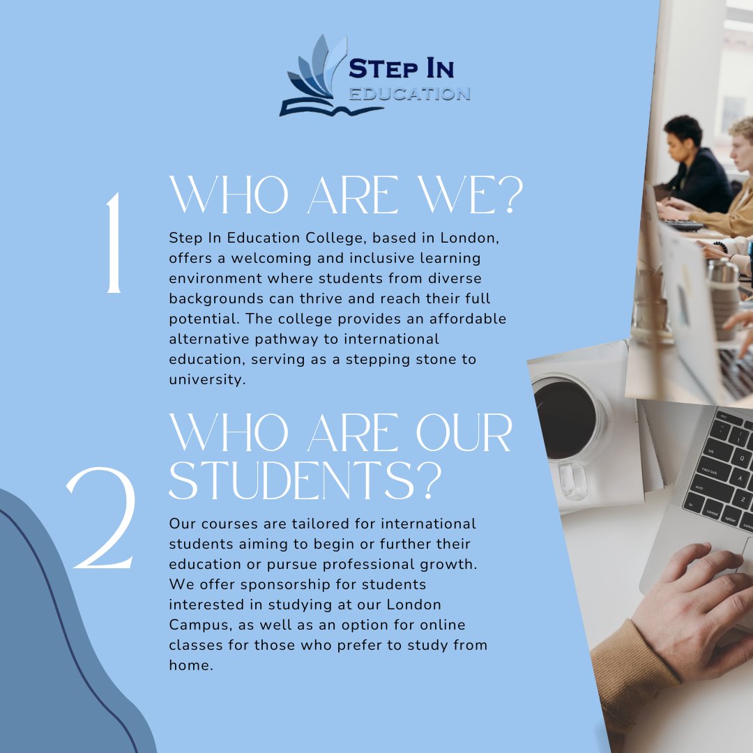StepInEdulondon's tweet image. Welcome to Step In Education College! 🎓

We’re here to support all international students ready to start or continue their education journey with us! 

Check out the last slide for all our contact details!

#StepInEducation #InternationalStudents #StudyAbroad #EducationJourney