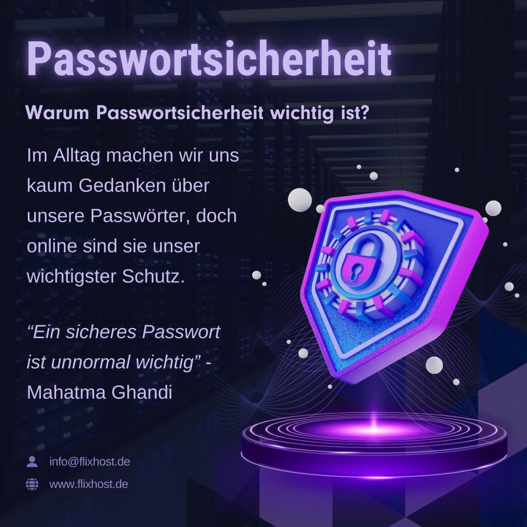 FlixHost's tweet photo. Wusstest du, dass fast 80 % der Sicherheitsvorfälle auf schwache oder gestohlene Passwörter zurückzuführen sind? 

Oft übersehen, aber absolut entscheidend: Passwörter sind die erste Verteidigungslinie für unsere Online-Identität und persönlichen Daten.

Viele Nutzer wiederholen häufig dieselben Fehler: einfache oder zu kurze Passwörter, Wiederverwendung auf verschiedenen Plattformen und das Fehlen von Zwei-Faktor-Authentifizierung (2FA). 🚫🔑

Die Flixhost GmbH unterstützt Sie nicht nur dabei, Ihre IT-Sicherheit zu optimieren, sondern bietet Ihnen ein umfassendes Portfolio an IT-Dienstleistungen.

Mit unserer Expertise in IT-Sicherheit und einem starken Fokus auf modernen Technologien helfen wir Ihnen, Ihre gesamte IT-Umgebung abzusichern. Vertrauen Sie auf Flixhost – Ihre Daten sind bei uns sicher! 💼🔐

#Flixhost #Passwortsicherheit #Cybersecurity #ITServices #CloudComputing #ITRollout #Computer #ITSecurity