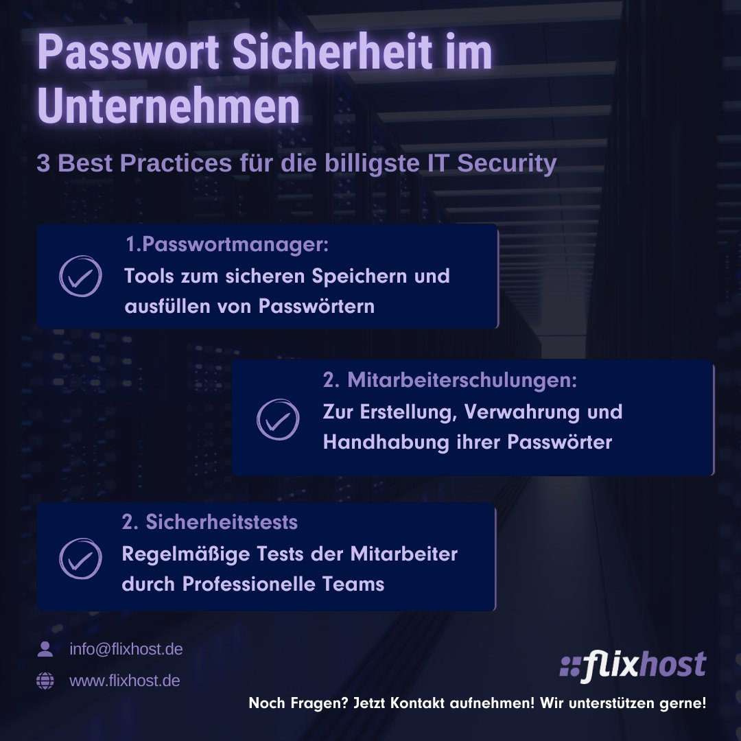 FlixHost's tweet photo. Wusstest du, dass fast 80 % der Sicherheitsvorfälle auf schwache oder gestohlene Passwörter zurückzuführen sind? 

Oft übersehen, aber absolut entscheidend: Passwörter sind die erste Verteidigungslinie für unsere Online-Identität und persönlichen Daten.

Viele Nutzer wiederholen häufig dieselben Fehler: einfache oder zu kurze Passwörter, Wiederverwendung auf verschiedenen Plattformen und das Fehlen von Zwei-Faktor-Authentifizierung (2FA). 🚫🔑

Die Flixhost GmbH unterstützt Sie nicht nur dabei, Ihre IT-Sicherheit zu optimieren, sondern bietet Ihnen ein umfassendes Portfolio an IT-Dienstleistungen.

Mit unserer Expertise in IT-Sicherheit und einem starken Fokus auf modernen Technologien helfen wir Ihnen, Ihre gesamte IT-Umgebung abzusichern. Vertrauen Sie auf Flixhost – Ihre Daten sind bei uns sicher! 💼🔐

#Flixhost #Passwortsicherheit #Cybersecurity #ITServices #CloudComputing #ITRollout #Computer #ITSecurity