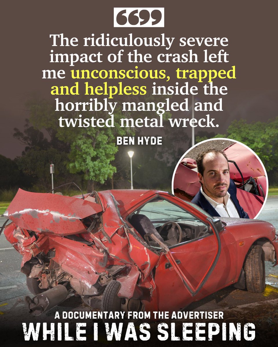 theTiser's tweet photo. Three years ago, former Advertiser deputy editor Ben Hyde’s life changed forever when a drugged, speeding driver hit him at 170km/h.
Now, for the first time, he shares his incredible story of survival against all odds - and meets the heroes who saved his life. #WhileIWasSleeping https://t.co/TbUB0W8S6I