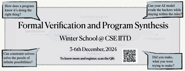 The #ComputerScience_and_Engineering department at IIT Delhi is hosting a winter school on Formal Verification and Program Synthesis from December 3rd to 6th, 2024.  

To know more and register:
priyanka-golia.github.io/WinterSchool24…
