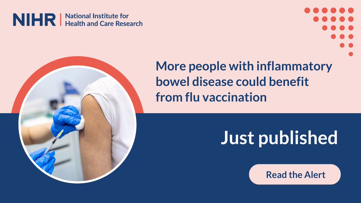 National Institute for Health and Care Research (@nihrresearch) on Twitter photo Uptake of the #flu vaccine remains low in people with inflammatory bowel disease (IBD).
A new study provides reassurance that flu vaccines are not associated with IBD flares, and may reduce deaths.
Find out more about this research:
evidence.nihr.ac.uk/alert/more-peoβ¦
<a href="/BladderBowelUK/">Bladder & Bowel UK</a> Uptake of the #flu vaccine remains low in people with inflammatory bowel disease (IBD).
A new study provides reassurance that flu vaccines are not associated with IBD flares, and may reduce deaths.
Find out more about this research:
evidence.nihr.ac.uk/alert/more-peoβ¦
<a href="/BladderBowelUK/">Bladder & Bowel UK</a>