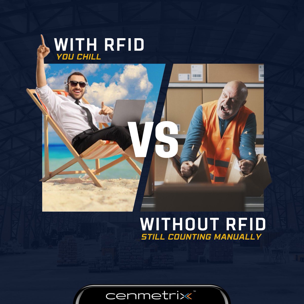 Cenmetrix's tweet image. Me chilling while RFID does all the work vs. Them still counting manually.
Who knew tech could be so relaxing?

#RFID #RFIDSolutions