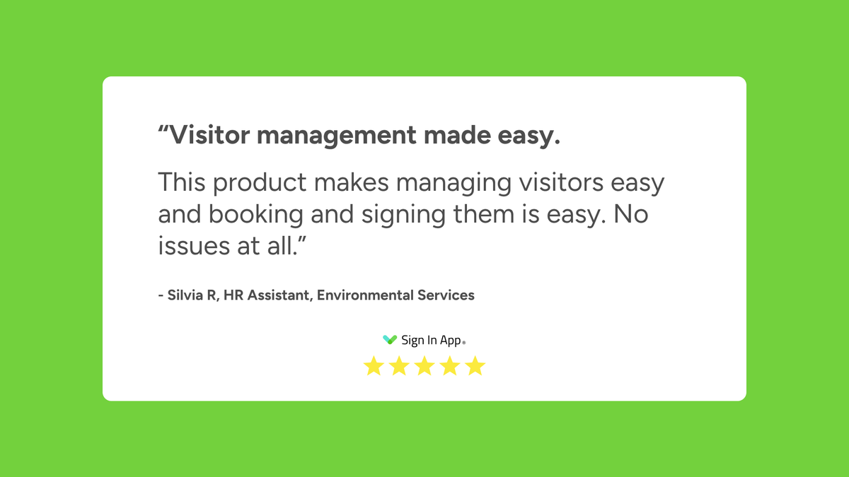 signinapp's tweet photo. Visitor management made easy? We've got you covered. 💚

Try Sign In App free for 15 days 👉 https://t.co/zlT3QBazNF

#SignInApp #VisitorManagement #Review https://t.co/Yd76SaqiVp