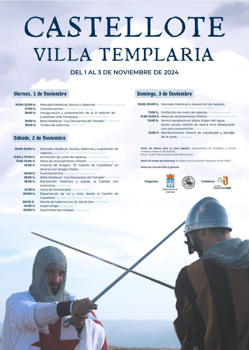 Com_Maestrazgo's tweet image. 🔝#Castellote regresará un año más al pasado con la celebración de 🤩 &apos;Castellote, Villa Templaria&apos;

🗓️ ¿Cuándo? Del 1 al 3 de noviembre

🟢 La #ComarcadelMaestrazgo colabora en la organización