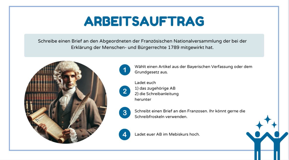 Kai Wörner (@woe_real) on Twitter photo Zusammen mit einer Stud.Refin habe ich am Wettbewerb „Demokratie ist schön“ teilgenommen. In fiktiven Briefen reflektierte unsere 8. Klasse über die Bedeutung von 1789 auf unsere Verfassungen. Beim Planen mit dabei 👉🏻 KI-Support <a href="/KM_Bayern/">Kultusministerium Bayern</a> <a href="/lz_bayern/">Landeszentrale f. politische Bildungsarbeit Bayern</a> @APBTutzing #twlz #BayernEdu Zusammen mit einer Stud.Refin habe ich am Wettbewerb „Demokratie ist schön“ teilgenommen. In fiktiven Briefen reflektierte unsere 8. Klasse über die Bedeutung von 1789 auf unsere Verfassungen. Beim Planen mit dabei 👉🏻 KI-Support <a href="/KM_Bayern/">Kultusministerium Bayern</a> <a href="/lz_bayern/">Landeszentrale f. politische Bildungsarbeit Bayern</a> @APBTutzing #twlz #BayernEdu