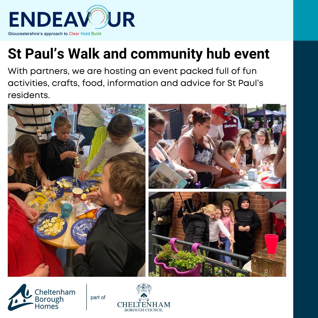 Residents of St Paul’s!

You are invited to join us at the community hub for the launch of ‘Endeavour’, a project designed to create safer and happier neighbourhoods.

We hope to see you there!✨

#Cheltenham #Community #StPauls <a href="/Glos_Police/">Gloucestershire Constabulary</a> <a href="/Glos_OPCC/">Glos OPCC</a> <a href="/Glosfire/">Gloucestershire Fire and Rescue Service</a> <a href="/The_Rock_Chelt/">The Rock Cheltenham</a>