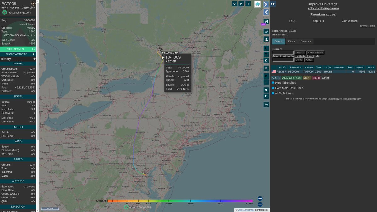 steffanwatkins's tweet image. 🇺🇸 #USArmy UC-35A1 Citation Ultra 98-00009 #AE036F arrived in Ottawa #CYOW this morning as #PAT009.

globe.adsbexchange.com/?icao=ae036f&amp;amp;l…