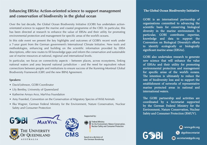 GOBI (@gobisecretariat) on Twitter photo And now for something without costumes… our #COP16Colombia side event ‘Enhancing EBSAs: Action-oriented science to support management & conservation of biodiversity in the global ocean’. Weds 30 Oct, 15:00, Fallarones room, Plaza One 👇<a href="/Marvivacr/">MarViva CR</a> <a href="/BonnConvention/">Convention on Migratory Species (CMS)</a> @BMUV @UQ_CBCS And now for something without costumes… our #COP16Colombia side event ‘Enhancing EBSAs: Action-oriented science to support management & conservation of biodiversity in the global ocean’. Weds 30 Oct, 15:00, Fallarones room, Plaza One 👇<a href="/Marvivacr/">MarViva CR</a> <a href="/BonnConvention/">Convention on Migratory Species (CMS)</a> @BMUV @UQ_CBCS