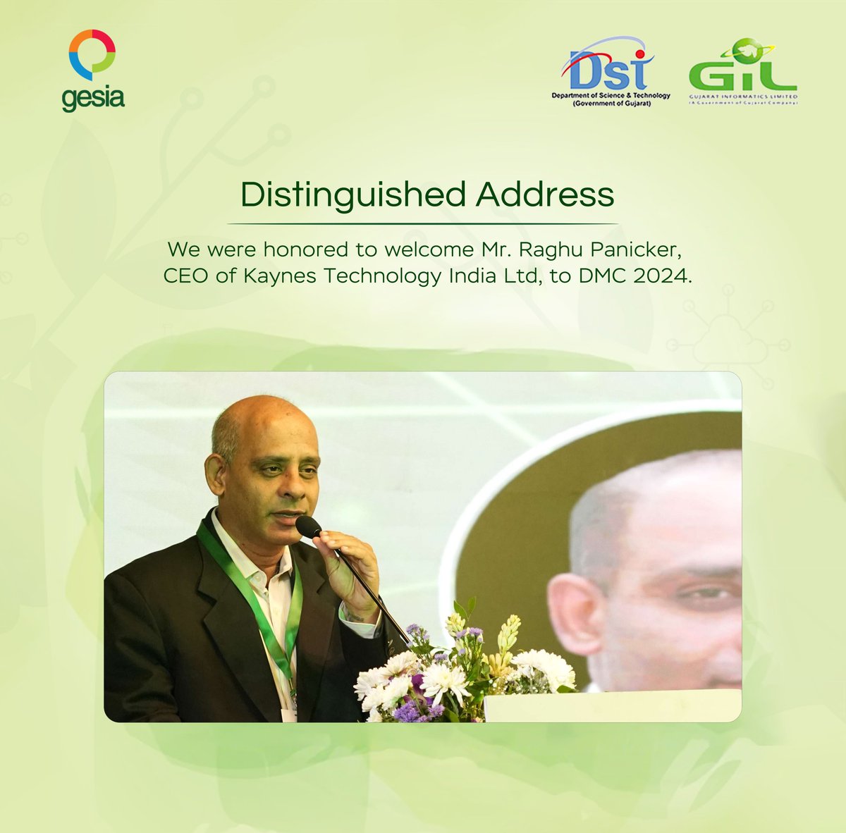 🌟 Distinguished Address at DMC 2024! 🌟

𝐌𝐫. 𝐑𝐚𝐠𝐡𝐮 𝐏𝐚𝐧𝐢𝐜𝐤𝐞𝐫, CEO of Kaynes Technology India Ltd, shared his insights on the evolving tech landscape and the innovations driving India’s digital future. Thank you for your inspiring vision! 🚀✨