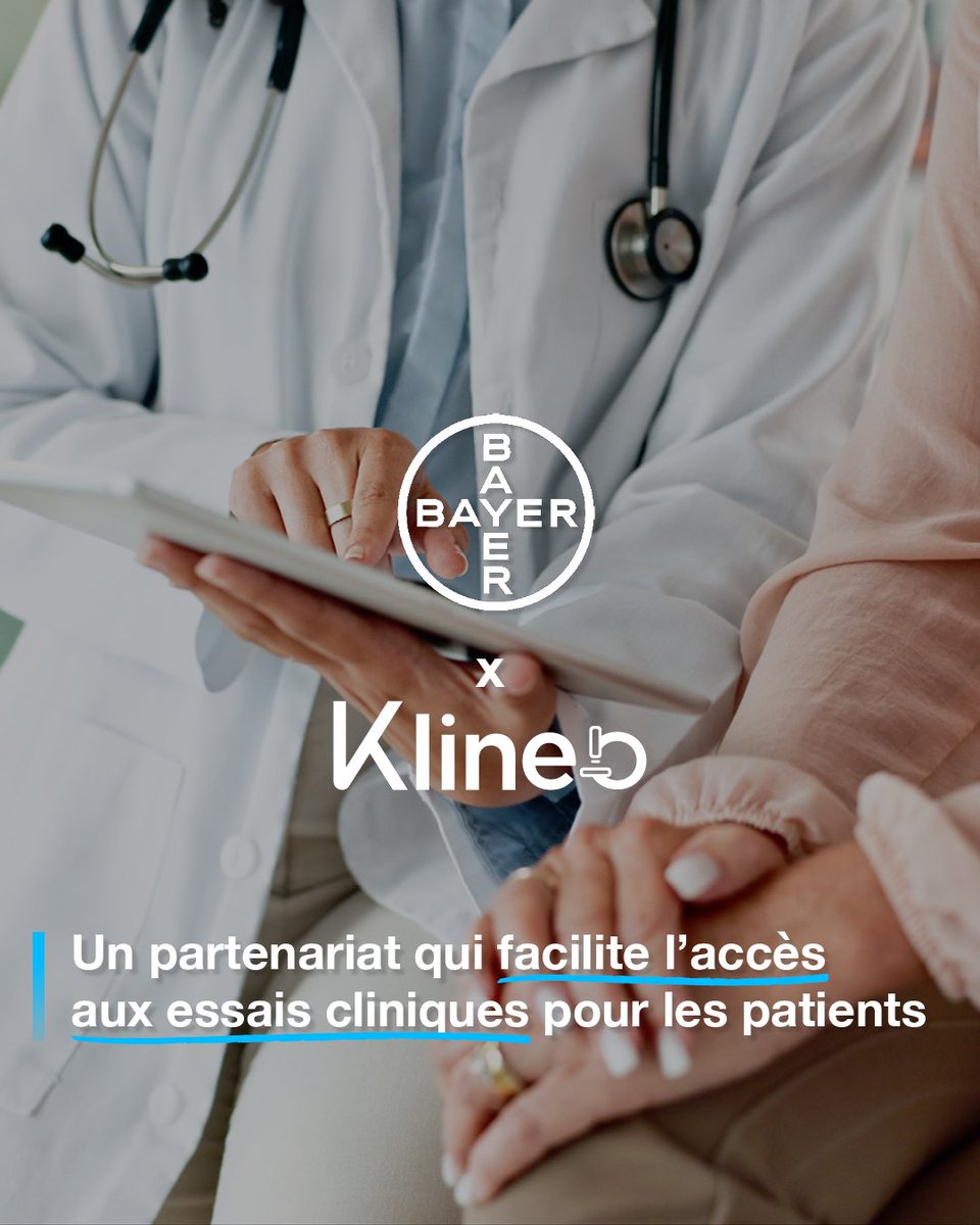 #Bayer x #Klineo : ensemble, au service de la santé des patients ! 🤝 Engagé pour la santé des patients, Bayer s'associe à <a href="/klineo_fr/">Klineo</a>, une plateforme innovante qui simplifie l'accès aux #essaiscliniques en oncologie.