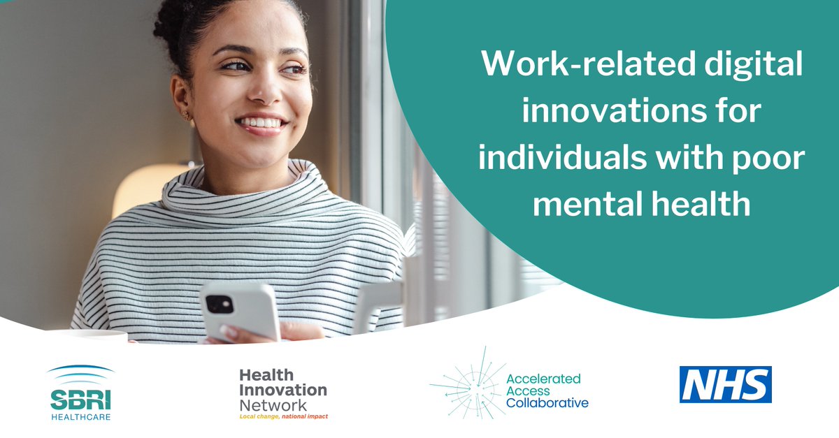 Health Innovation North West Coast (@innovationnwc) on Twitter photo ICYMI: Still time to apply for a new funding competition through <a href="/sbrihealthcare/">SBRI Healthcare</a> for 'Work-related digital innovations for individuals with poor mental health'
Up to £200K per innovation (any stage of development) for up to 12 months, get your applications in by 13 Nov ICYMI: Still time to apply for a new funding competition through <a href="/sbrihealthcare/">SBRI Healthcare</a> for 'Work-related digital innovations for individuals with poor mental health'
Up to £200K per innovation (any stage of development) for up to 12 months, get your applications in by 13 Nov