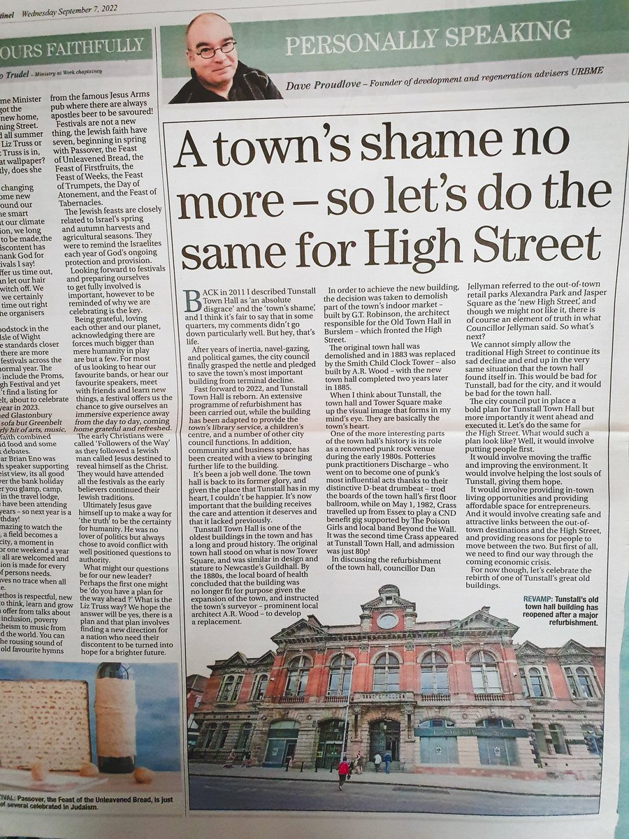 fslconsult's tweet photo. 7 September 2022....Tunstall Town Hall is now in a better place. The High Street next?
#MyBackPages https://t.co/iATe2CUoYo