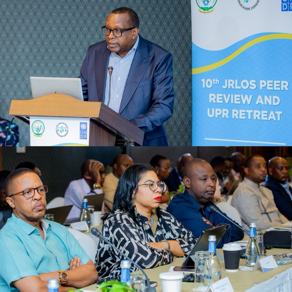 UNDP_Rwanda's tweet photo. Day 2 of the 10th #JRLOS Peer Review & UPR Retreat kicked off with a deep dive into the strategies for implementing UPR recommendations, measuring justice sector performance & advancing crime prevention for NST2. Collaboration & accountability lead the way forward. #Access2Justice