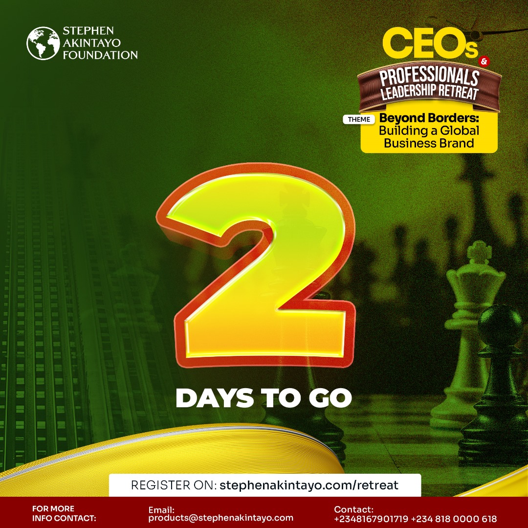 drsakintayo's tweet photo. Only 2 days left to the CEOs & Professionals Leadership Retreat in Cameroon where you’ll unlock the secrets of scaling globally with our powerful theme: "Beyond Borders: Building a Global Business."

Get ready to take your business Beyond Borders because this is your chance to redefine what's possible.

Don't just dream of global success, seize it! 

Register now at: https://t.co/nOWkJa9YNd or contact +234 818 0000 618 or +234 816 790 1719 for more information, 

I love you,

Dr Stephen Akintayo.

#drsakintayo #CEO #retreat #realestate #discipline #Professional #Cameroon