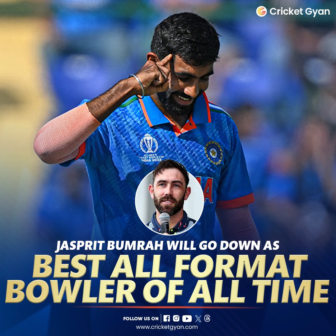 cricketgyann's tweet image. Glenn Maxwell terms Bumrah as Best all format bowler of all time 🐐🔥
. 
. 
#jaspritbumrah #glanemaxwell #cricketmatch #cricketupdates #cricketlatestnews #cricketnews #bestbowler #explorepage #cricketgyan