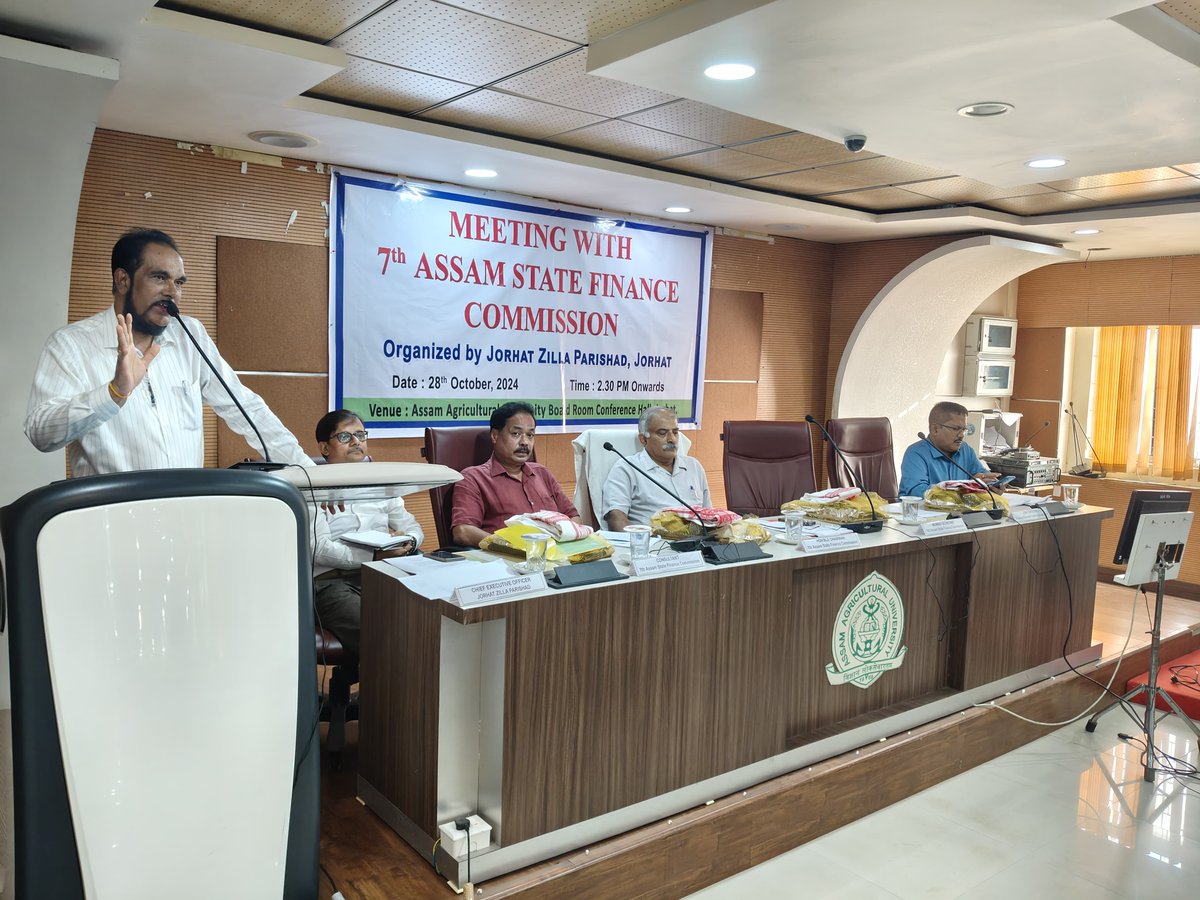 SFCAssam's tweet photo. On October 28, 2024, a team of 7th Assam State Finance Commission headed by Lt. Gen. (Retd.) Rana Pratap Kalita visited Jorhat district and interacted with the representatives of local bodies and other stakeholders. #Assam  #LocalGovernance #CommunityEngagement https://t.co/d6YTHH9zRt