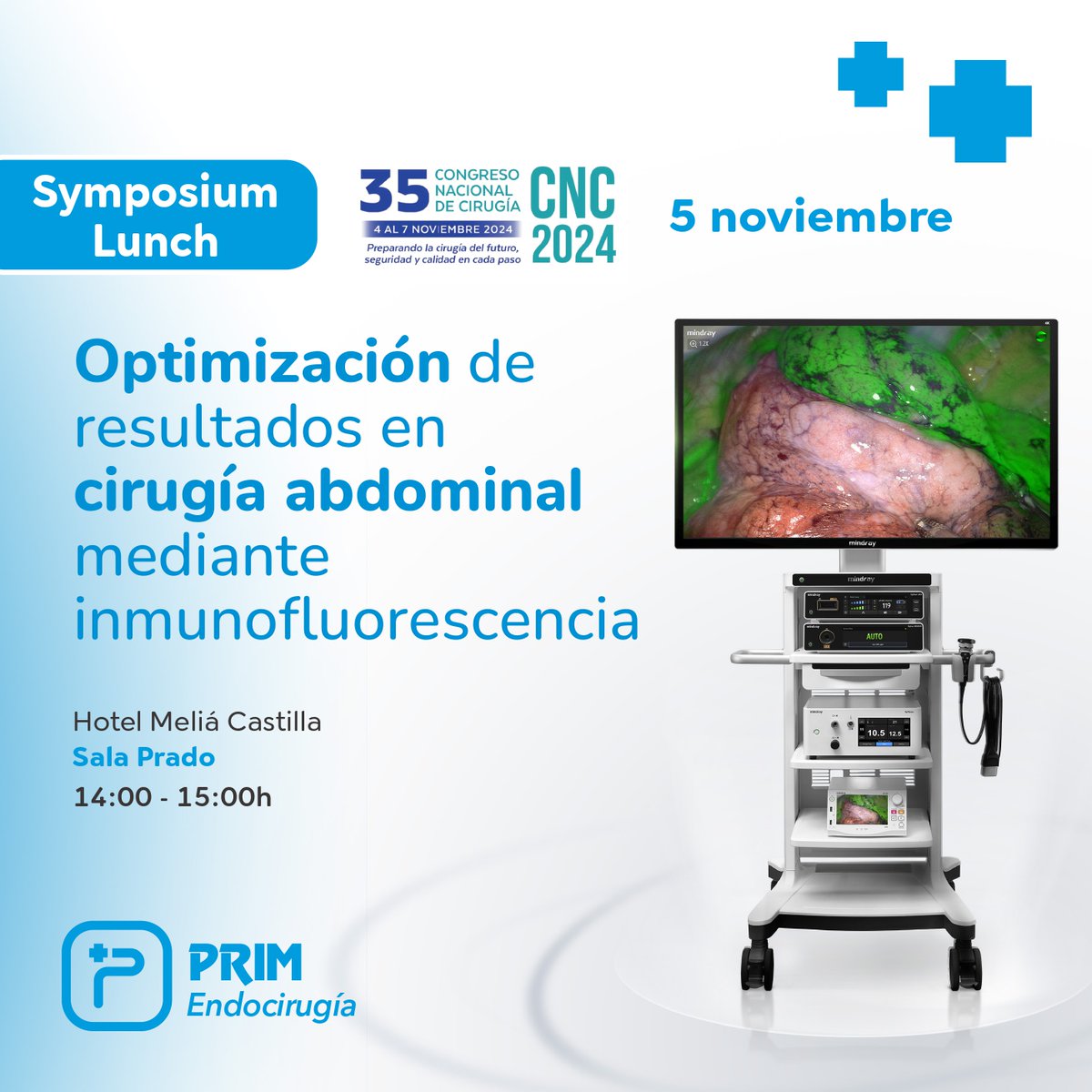 primendocirugia's tweet photo. 📢 El martes 5/11, en el 35º Congreso Nacional de Cirugía, desde #PRIMEndocirugía organizamos el simposio "Optimización de resultados en cirugía abdominal mediante inmunofluorescencia". 
📍 14h, Sala Prado, Hotel Meliá Castilla. 

#CNC2024 #Formación 

Consulta el programa 👇 https://t.co/NkPREde09C
