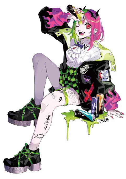 以前描いたエナドリヴァンパイアちゃんの服を実際に制作して頂きました!!個展で展示します