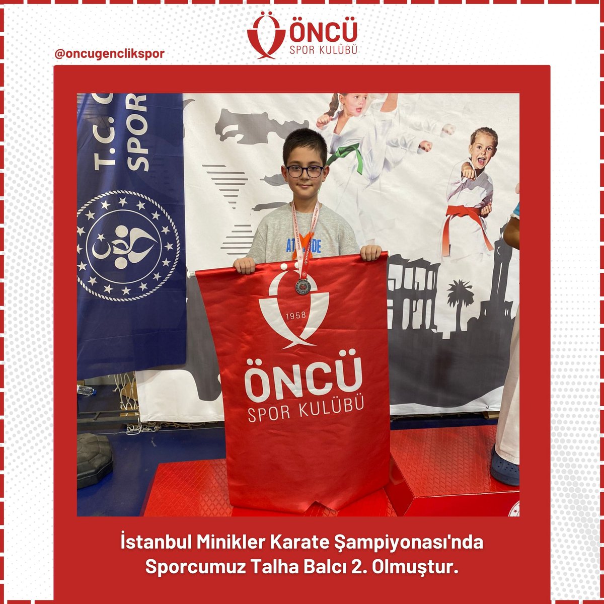 OncuGenclikSpor's tweet photo. 🔸İstanbul Minikler Karate Şampiyonasında, Şehit Furkan Doğan İmam Hatip Ortaokulu'nda okuyan Sporcumuz,
🥈Talha Balcı 2. Olmuştur. 🎉

✨Sporcumuzu ve antrenörümüzü tebrik ederiz. Başarılarının devamını dileriz.🎉 https://t.co/HpEbmOxRnS
