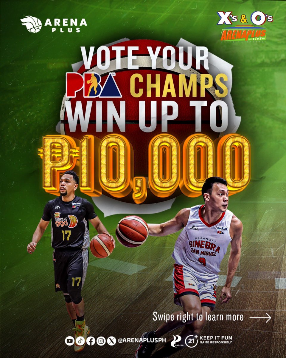 arenaplusph's tweet photo. Doble ang saya handog ng #APamaskoSaPBA Finals Game 2 🤩

Tabla o Alagwa? Abangan ang   @barangayginebra vs. @tnttropanggiga match up 🔥

📆October 27-November 10 
🕓 07:30 PM (PH TIME)

Tara na’t manood ng #ArenaPlusLive X’s and O’s sa @rptv.ph and @onesportsphl 

Vote now & WIN UP TO ₱10,000 PRIZE POOL on #PBA  📲 LINK IN BIO

#ArenaplusPH #AstigSaSports #KasamaKaSaPanalo #OneSports #PBA #EveryonesGame #PBAAngatAngLaban #NeverSayDie #TropangGIGA