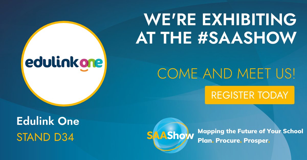 Edulink One (@edulink_one) on Twitter photo We're excited to announce that we are exhibiting again this year at The Schools & Academies Show in Birmingham!
Find us on stand D34 at the NEC on the 20th of November.
Register for your free ticket: …tration.schoolsandacademiesshow.co.uk/e24b/index/reg…
#SAAShow #EdTech #EdulinkOne <a href="/SAA_Show/">Schools & Academies Show</a> We're excited to announce that we are exhibiting again this year at The Schools & Academies Show in Birmingham!
Find us on stand D34 at the NEC on the 20th of November.
Register for your free ticket: …tration.schoolsandacademiesshow.co.uk/e24b/index/reg…
#SAAShow #EdTech #EdulinkOne <a href="/SAA_Show/">Schools & Academies Show</a>