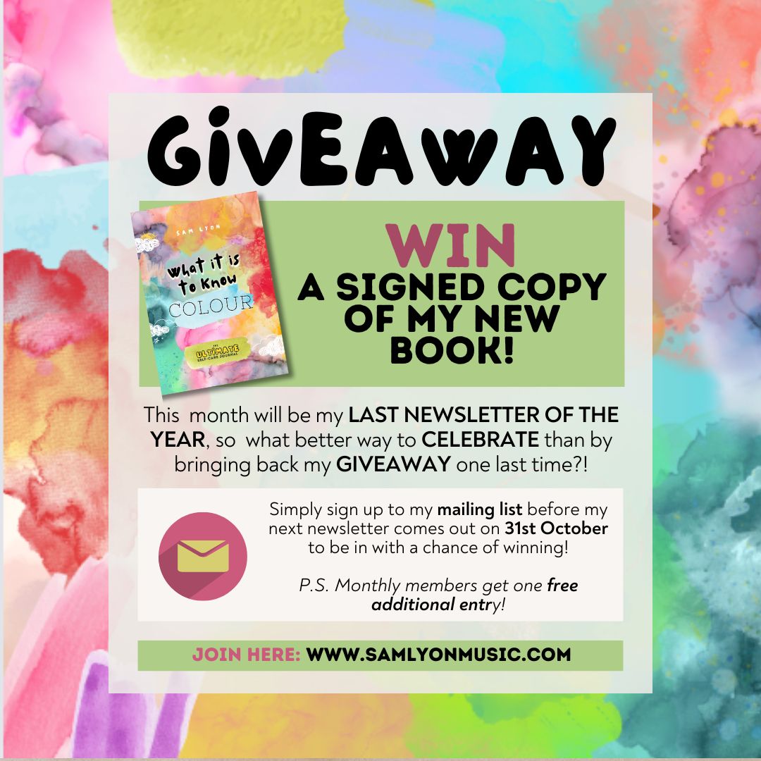 As my due date is 3rd Dec (&amp; baby might even come early!), I’ve decided this month's newsletter will be my last for 2024 &amp; what better way to celebrate than by bringing back my giveaway!? 🥳

Simply join my mailing list BEFORE 31st October. Sign up here: samlyonmusic.com