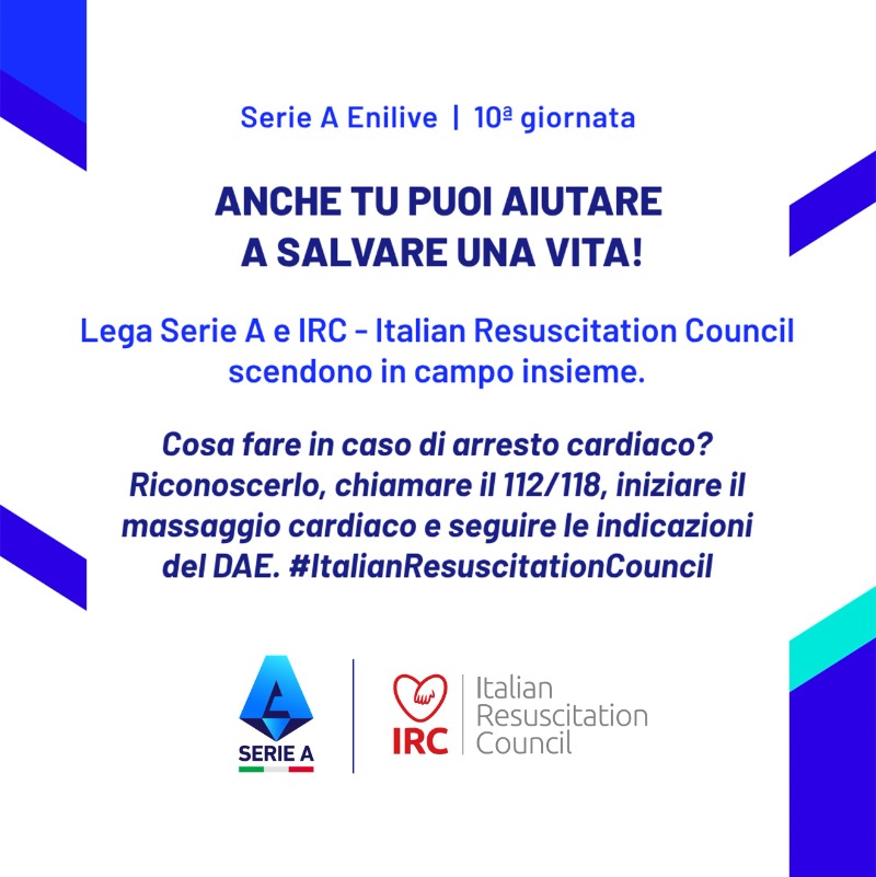 SerieA's tweet photo. In occasione della 10ª Giornata della #SerieAEnilive sarà promossa la campagna “Anche tu puoi aiutare a salvare una vita!”.

@ircouncil