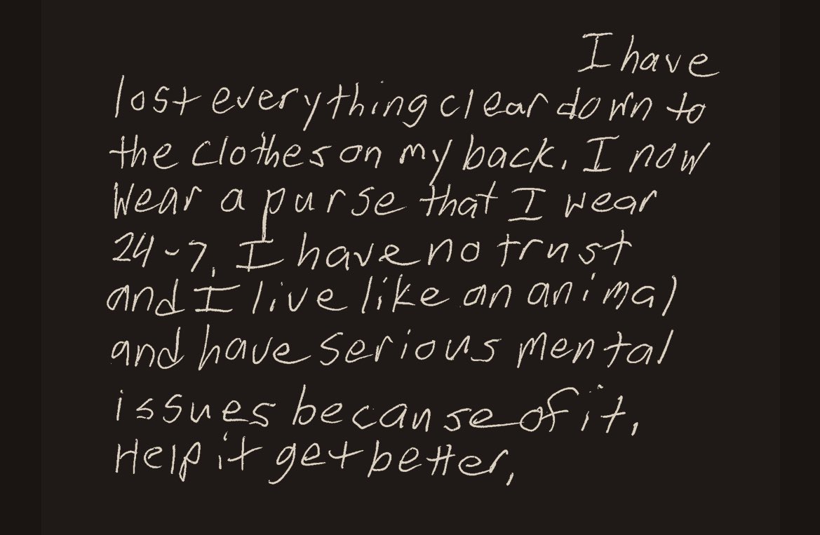charlesornstein's tweet photo. ProPublica found — through reviewing records from 16 cities, reporting in 11 cities and speaking with people across the country — that homeless sweeps create a cycle of hardship. Read what homeless people wrote about what was taken from them. https://t.co/H1ukXebwqy https://t.co/9dCbagcXMe