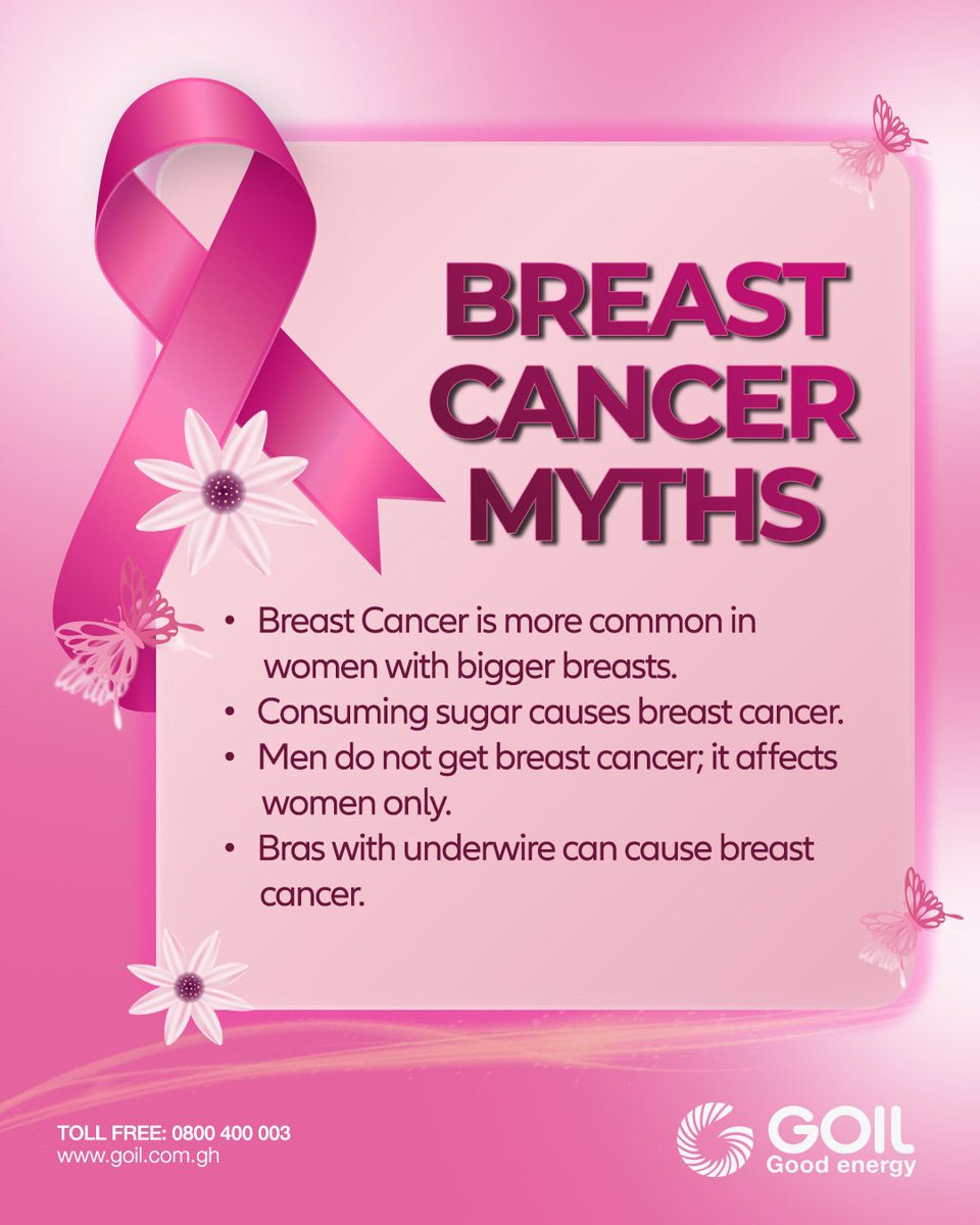 GOIL_Official's tweet photo. Let’s debunk these myths and be fully educated about breast cancer.
#PledgePink
#GOIL
#GOILGoodEnergy
#YaaY3Dia
#GoodEnergyOnTheRoadWithQualityChoices https://t.co/IULCvhAkNz