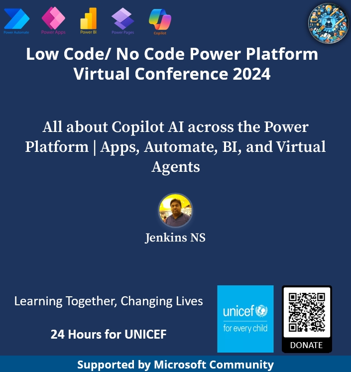 TheTechPlatform (@thetechplatform) on Twitter photo We are excited to announce <a href="/jenkinsns/">Jenkins NS</a>, who will speak on "All about Copilo AI across the Power Platform" at the #LCNC2024 Power Platform Conference to support the #UNICEF fundraiser.
Register - lnkd.in/g7ACknWV
<a href="/TheTechPlatform/">TheTechPlatform</a> We are excited to announce <a href="/jenkinsns/">Jenkins NS</a>, who will speak on "All about Copilo AI across the Power Platform" at the #LCNC2024 Power Platform Conference to support the #UNICEF fundraiser.
Register - lnkd.in/g7ACknWV
<a href="/TheTechPlatform/">TheTechPlatform</a>