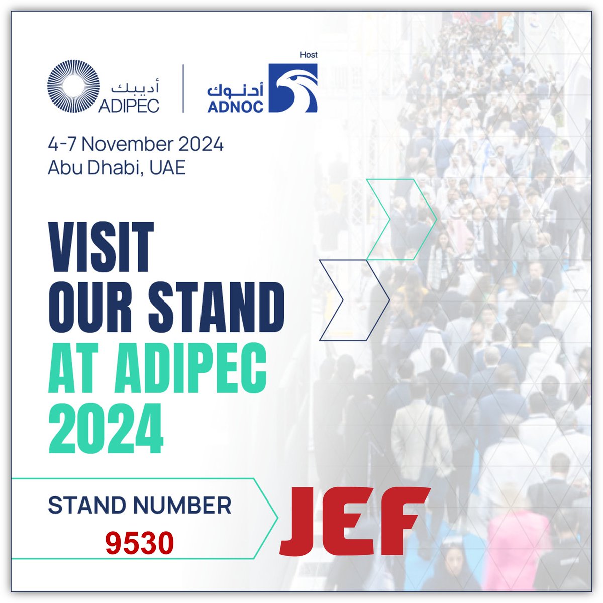 JeftechnoIndia's tweet photo. We are exhibiting at #ADIPEC2024

Visit us at the world's largest energy exhibition and conference in Abu Dhabi from 4-7 November 2024.

#ADIPEC2024 #ADNOC #energytransition #OilGasIndustry #Energyindustry #EnergyExhibition  #EnergyConference #ElectricalEngineeringConsultancy https://t.co/mU3UHVnBQy