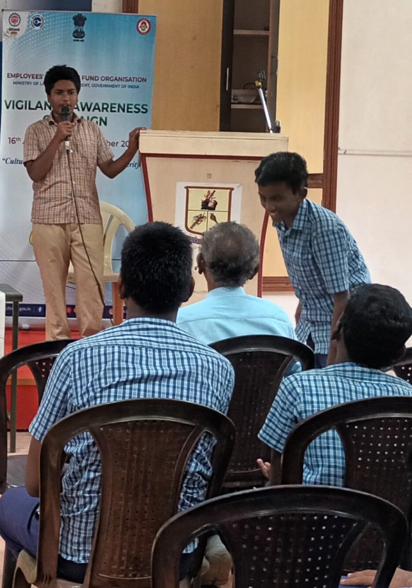 epfotirunelveli's tweet photo. As part of Vigilance Awareness Week 2024 (28 Oct - 3 Nov 2024), EPFO, RO Tirunelveli conducted a speech competition at MDT Hindu College Higher Secondary School, Tirunelveli Junction.
#CVCofIndia
@CVCIndia https://t.co/DbPhhkCDOT