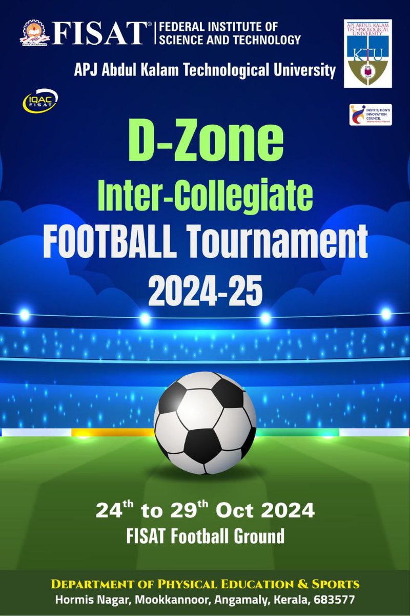 fisatofficial's tweet image. D-Zone Inter-Collegiate Football Tournament! 
#ktu #dzone #intercollegiate #football #tournament #fisat