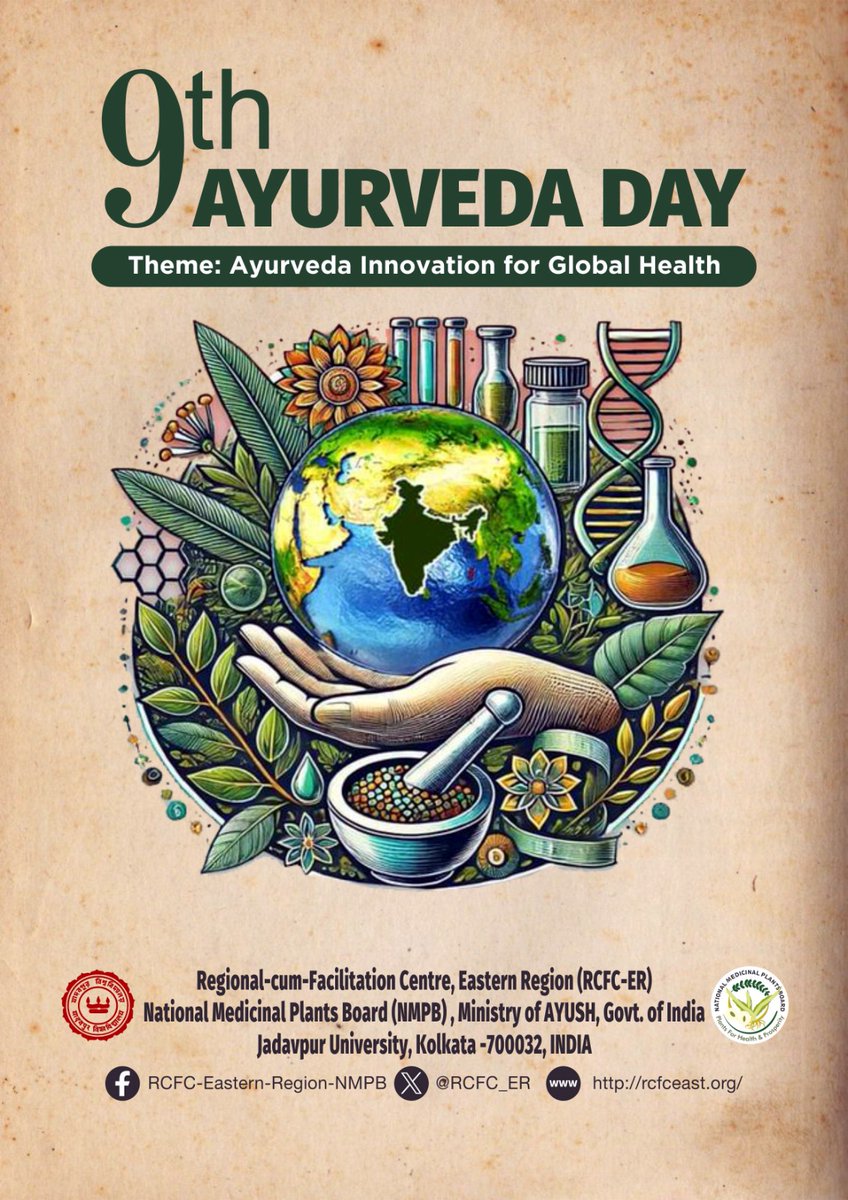 RCFC_ER's tweet photo. 9th Ayurveda Day- Embracing the holistic healing of Ayurveda, balancing mind, body and spirit of healthier tomorrow. National Medicinal Plants Board 
#ayurvedaday #ancienthealing #holisticwellness https://t.co/LYoqjR6fVX