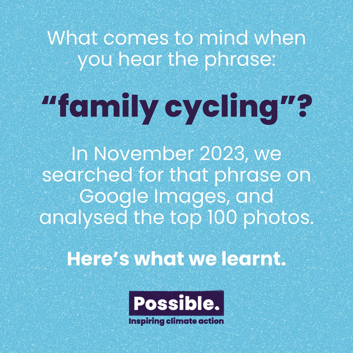 A recent report by <a href="/_wearepossible/">Possible</a>  highlighting the concerning lack of diversity in cycling imagery, 'did not find any images depicting clearly visible disabilities among riders' and that 'disability was starkest in its absence'